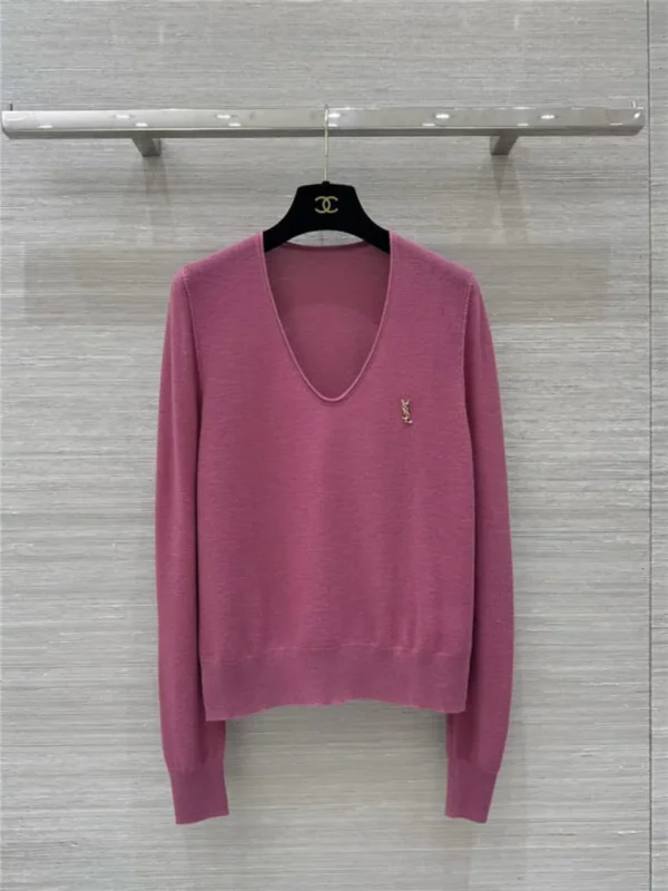 YSL V neck wool base top - designer replica website