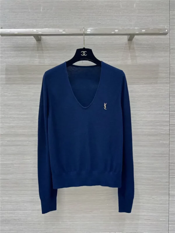 YSL V neck wool base top - designer replica website