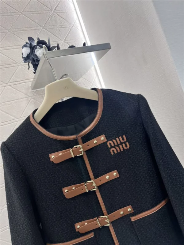 miumiu round neck woolen coat - designer replica website