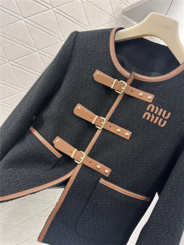 miumiu round neck woolen coat - designer replica website