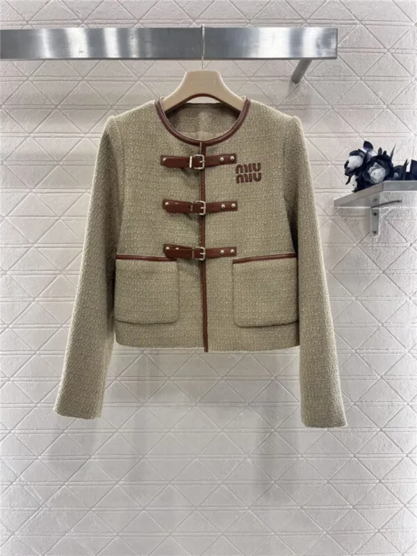 miumiu round neck woolen coat - designer replica website