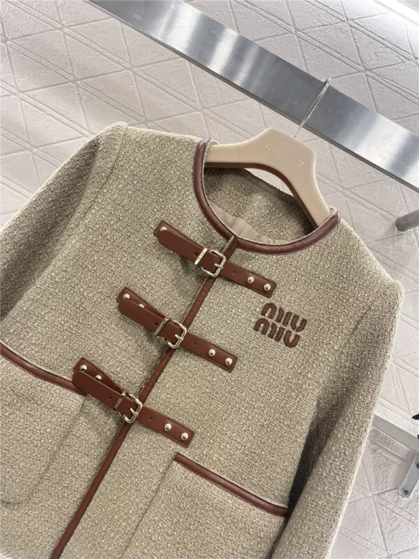 miumiu round neck woolen coat - designer replica website