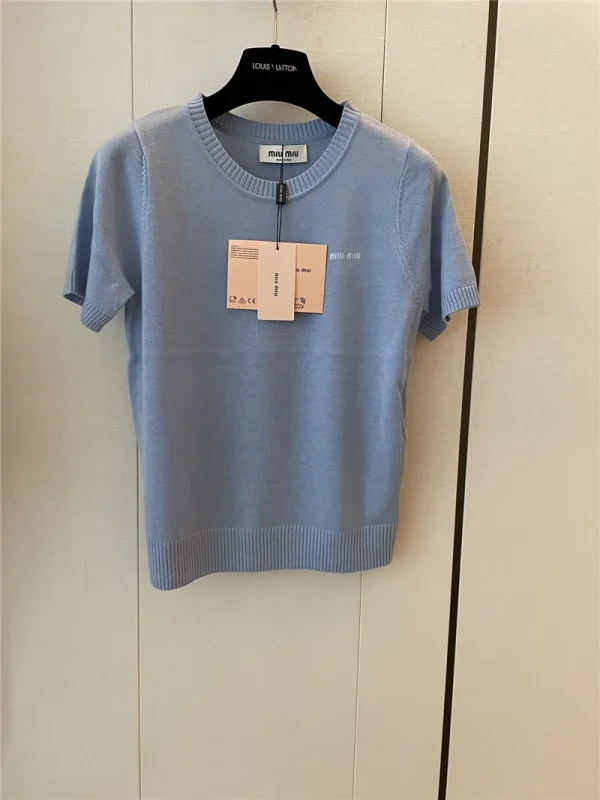 miumiu logo short sleeved sweater