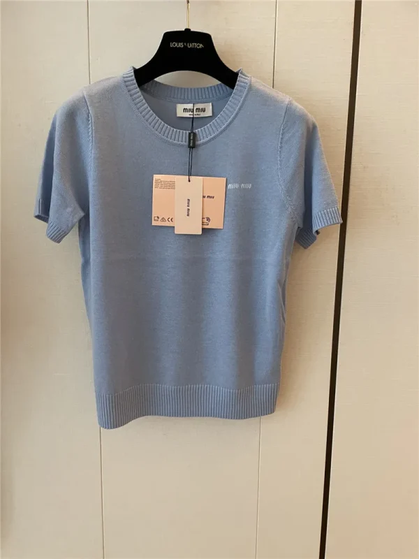 miumiu logo short sleeved sweater