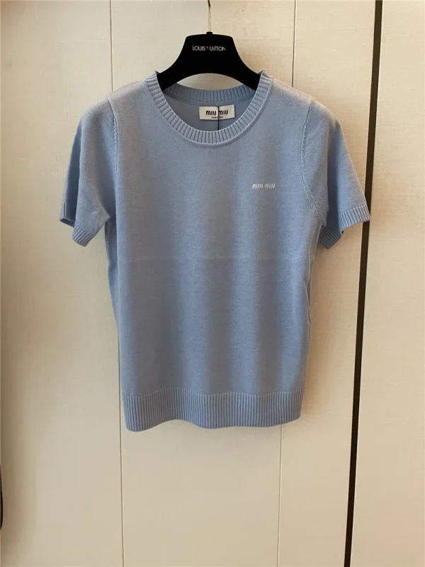 miumiu logo short sleeved sweater