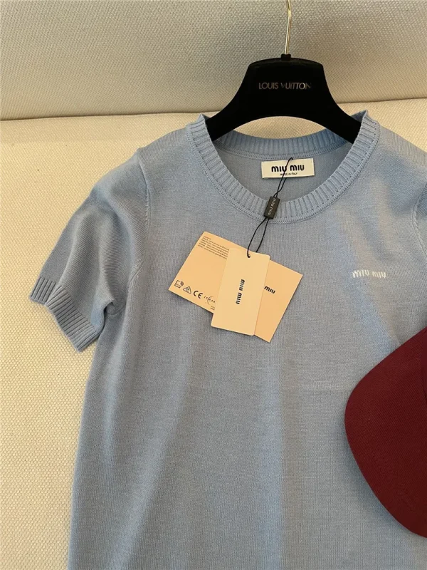 miumiu logo short sleeved sweater