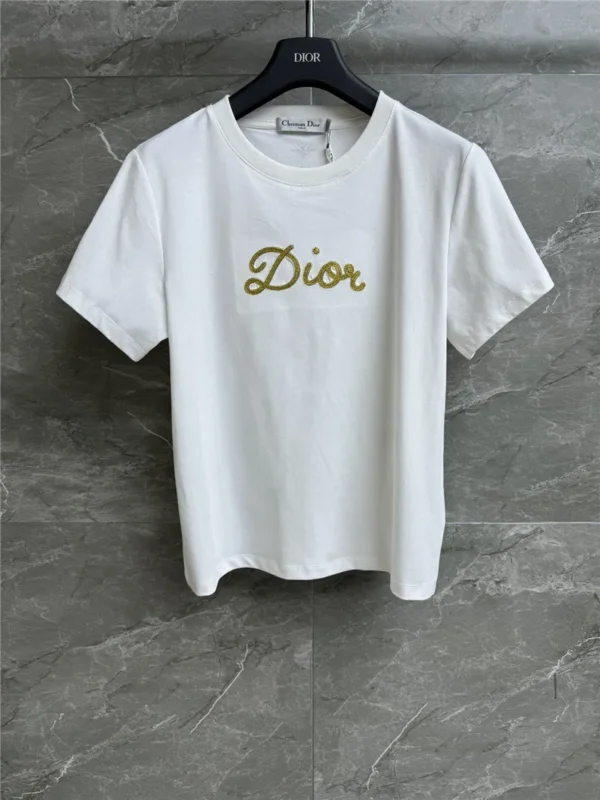 Dior gold thread embroidered T shirt