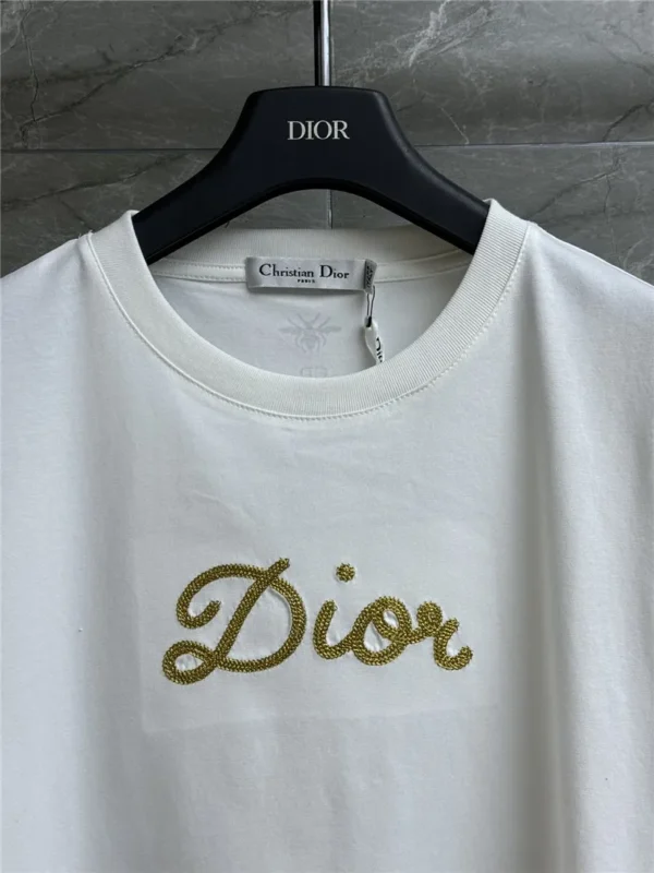 Dior gold thread embroidered T shirt