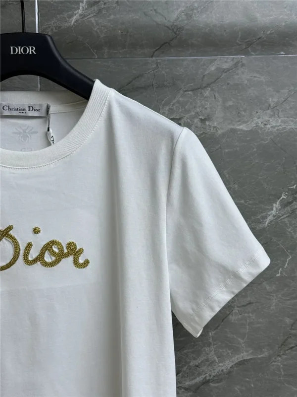 Dior gold thread embroidered T shirt