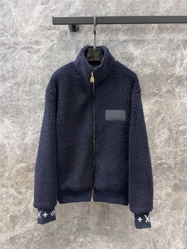 louis vuitton LV stand collar grain fleece jacket