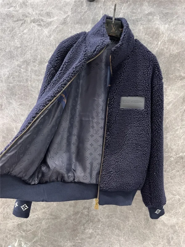 louis vuitton LV stand collar grain fleece jacket